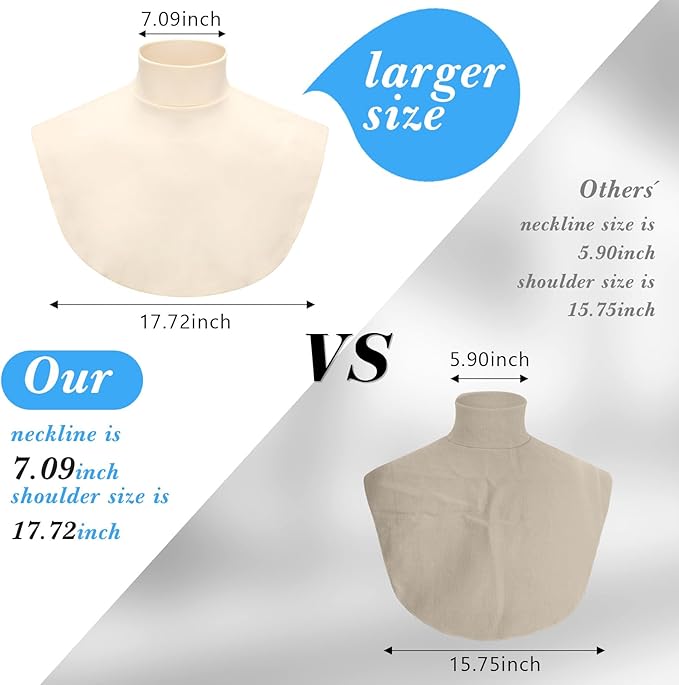 Turtleneck Dickey Extra Large Fake Collar Detachable Dickey Collar Half Mock Turtleneck for Men Women