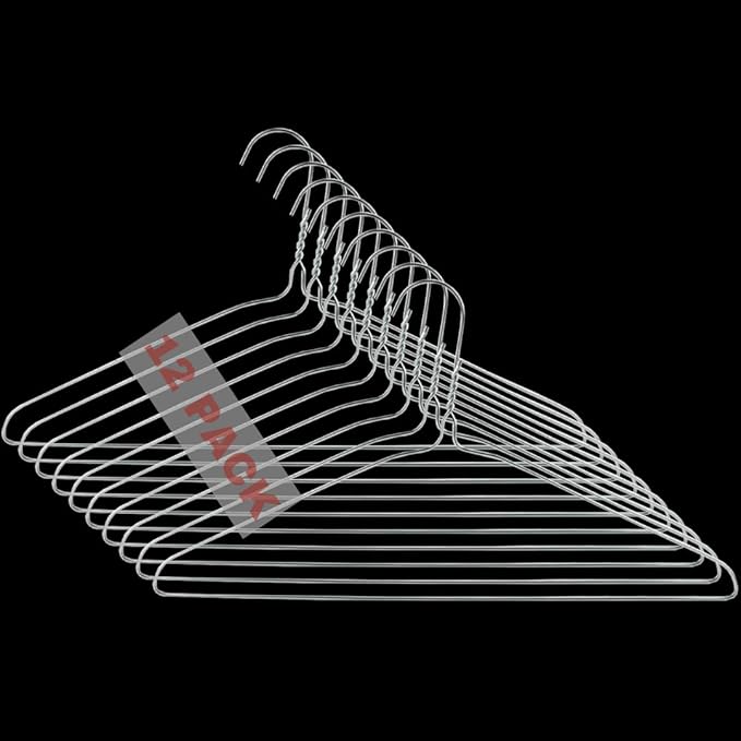 Royal Dry Clean Supply - Wire Hangers 18" Standard White Clothes Hangers T Shirt Hanger Pack of 12