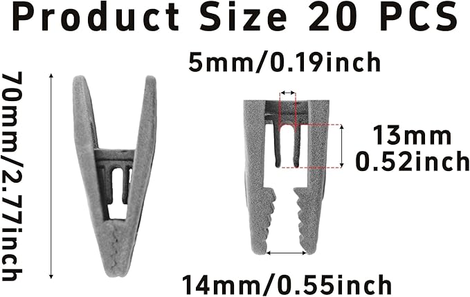 20PCS Velvet Hanger Clips, Non-Slip Velvet Clips Strong Finger Clips Clothes Clips Pants Hangers Clips, Gray