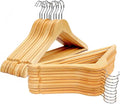 Wooden Hangers Premium Natural Bamboo Wood Hanger Well Polished Ergonomic Design & Sharply Cut Notches with Swivel Hook (Light Brown, Pack of 20)