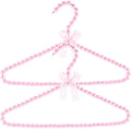 Cabilock Plastic Hangers Pearl Beads Mini Pearl Baby Pets Small Faux Pearl Beaded Elegant Garment for Kids Childrens Pet Dog 2pcs Pink