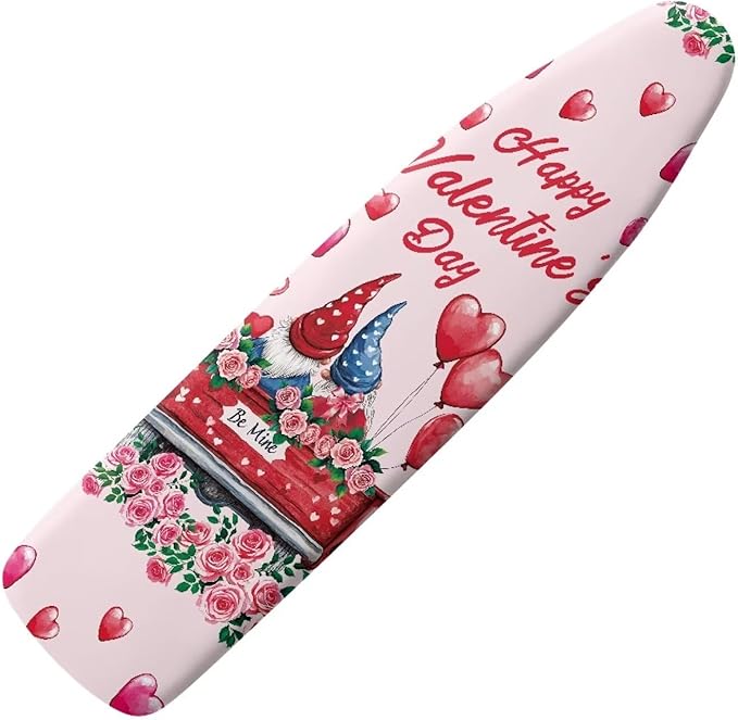 Gnome Ironing Board Cover Love Heart Standard Size 15 x 54 Stain Resistant Fasteners Elastic Edge Valentines Day Ironing Cover 15x54 Home Decoration