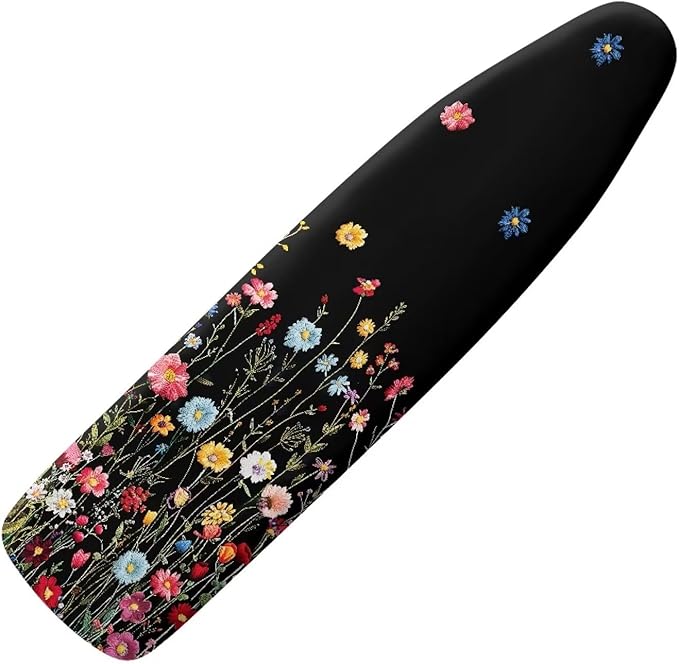 Colorful Floral Iron Board Cover with Scorch Resistant Thick Snug Padding, Standard Size Ironing Decoration with Hook and Loop