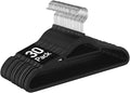 Velvet Hangers 30 Pack Felt Hangers Ultra Thin Non Slip Suit Adult Clothes Hangers 360° Swivel Hook Hanger Velvet Shoulder Notches for Closet Space Saving (Black Velvet)