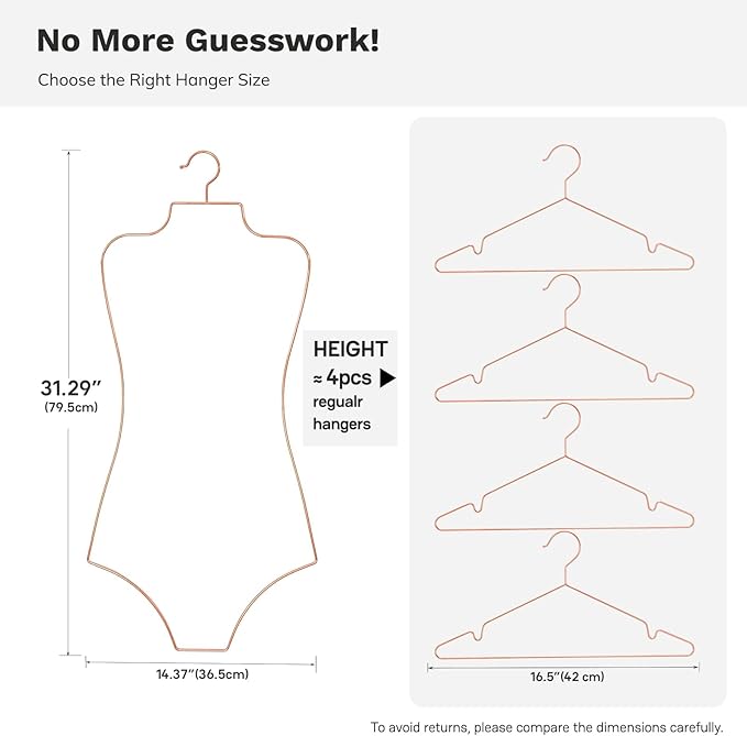 Body Shape Swimsuit Bikini Hanger Wire Display Hangers for Lingerie Bathing Suits Swimwear Clothes Coat (20, Rosy Gold)