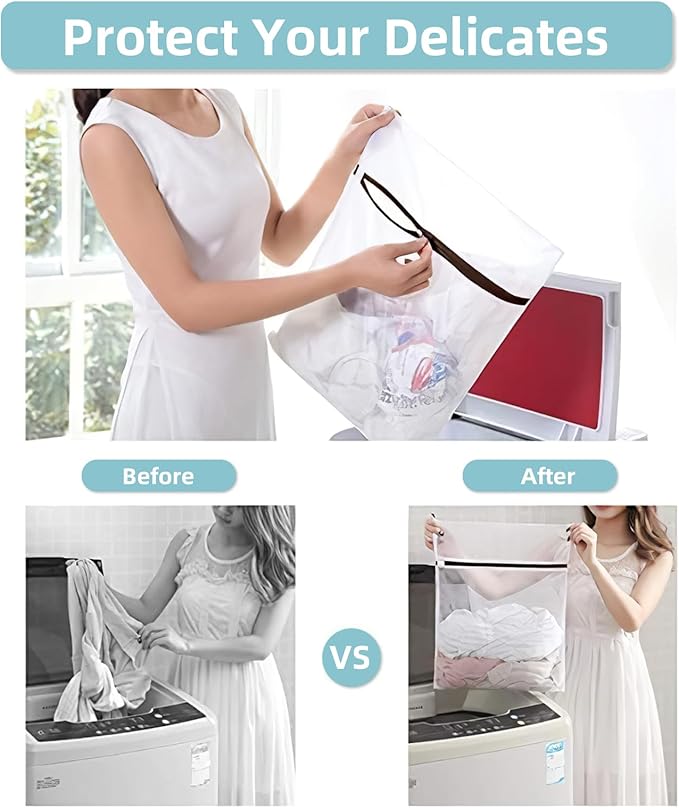 GOGOODA Mesh Laundry Bags for Delicates Durable Protective Wash Bags for Clothes, Multi-Size Washing Bag Set, 4PCS （2L,2XL）