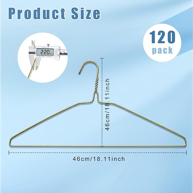 120 Pcs 16" Wire Hangers Bulk Metal Wire Hangers for Clothes Dry Cleaner Hanger for Coat (Bronze)