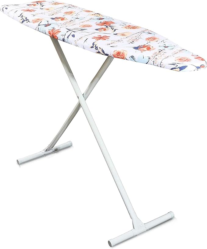 Juvale Ironing Board Cover & Pad - Standard Size 15 x 54 in, Multicolor Floral Print - Extra-Thick Laminated Cotton & Foam Padding with Drawstring Fit - Slip-On Iron Board Cover
