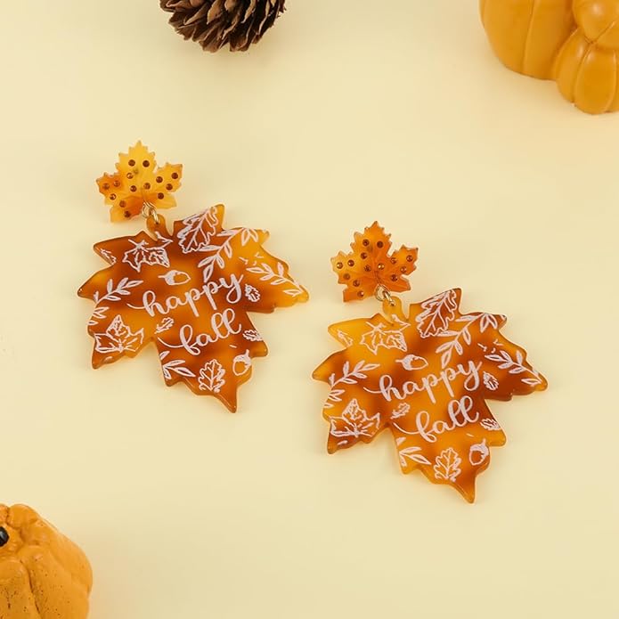 Madison Tyler Fall Earrings for Women | Cute Statement Autumn Earrings Dangling | Maple Leaf Scarecrow Shoes Shoes Rabbit Mushroom Earrings for Women