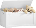 usikey 39.4” Toy Chest, Toy Box for Living Room, Storage Chest with 2 Safety Hinges, Lift Top Storage Bench, Storage Trunk, for Bedroom, Entryway, White