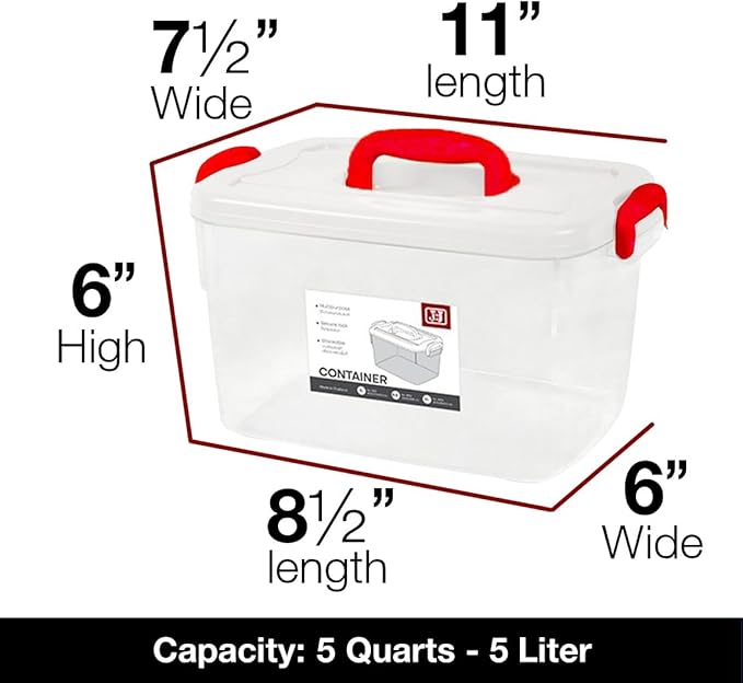 Tribello Clear Plastic Storage Bins with Lids and Handle Stackable Storage Bins, 2 Pack, 5 Quarts and 9 Quarts