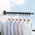 MIFXIN Clothes Drying Rack Foldable Wall Mounted Retractable Laundry Drying Rack Two-Fold Collapsible Clothes Hanger Folding Clothing Rack for Laundry Balcony (Black)