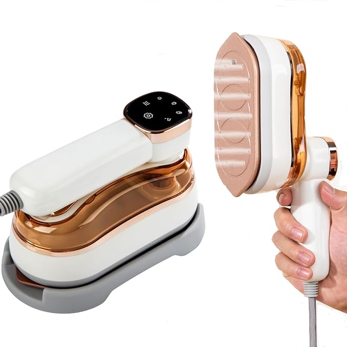 2 In 1 Portable Ironing Machine, Handheld Clothing Steam Iron, 180°Rotation, LED Display Ironing Mode, 1200W +15 Seconds Fast Heating, 7-Hole Pressurized Steam, 4-Speed Ironing (Off White)