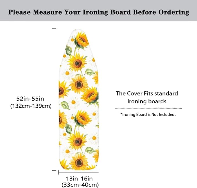 Sunflower Iron Pad Covers Standard Boards Stain & Scorch Resistant Soft Fabric Iron Board Replacement Cover for 15" x 54" Ironing Board Thanksgiving Decor