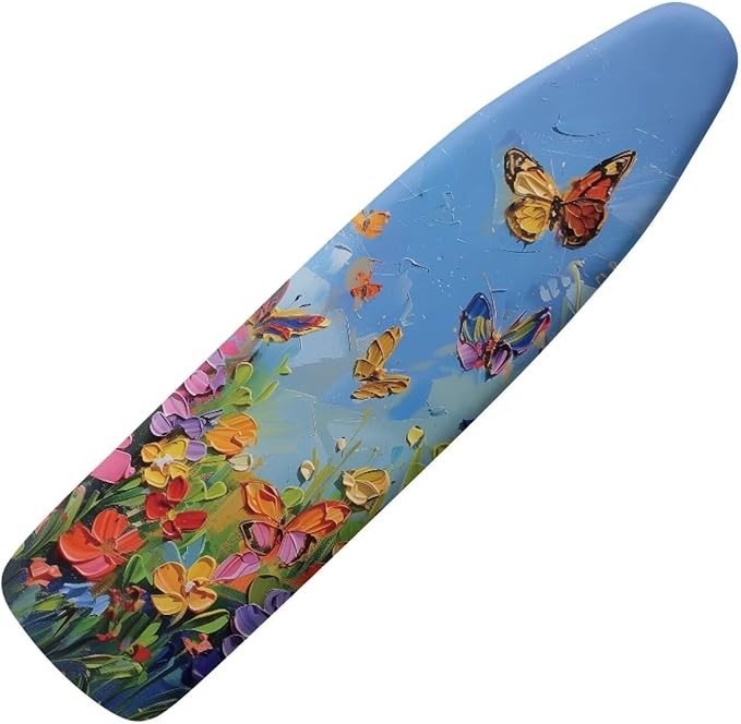 Oil Painting Floral Ironing Board Cover and Pad, Heat Reflective and Stain Resistant, 15x54 Thick Heavy Duty Butterfly Iron Board Replacement Cover