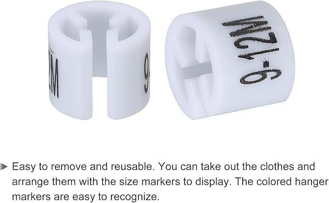 MECCANIXITY Clothes Hanger Marker (9-12M, White) Colored Hanger Sizer Garment Markers Tag, Pack of 150