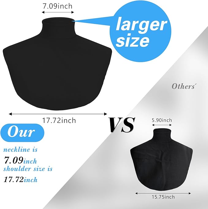 Turtleneck Dickey Extra Large Fake Collar Detachable Dickey Collar Half Mock Turtleneck for Men Women