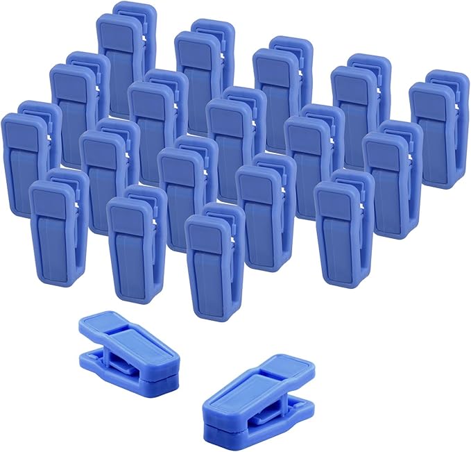 Premium Heavy Duty ABS Plastic Slim-line Hanger Set of Finger Clips for Velvet Hangers - 20 Pack (Blue)