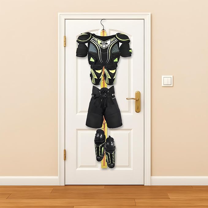Hockey Hanger Portable Hanging Dryig Rack Hockey Gifts for Home and Outdoor Using in Ice Hockey Skating Football Camping Fishing 5 Hooks (Yellow)