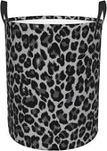 Grey Leopard Round Laundry Hamper Cheetah Gray Storage Basket Toys Clothes Organizer Bin For Home Bathroom Bedroom Dorm Nursery, 38l