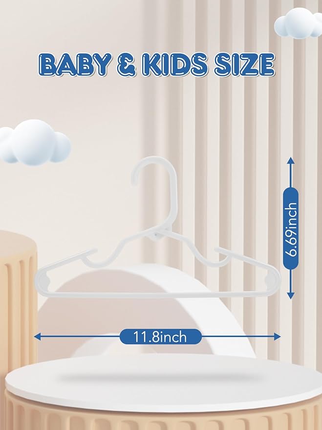 SMARTOR 60 Pack Baby Hangers - 11.7 Inch Plastic Baby Hangers for Daily Use - White