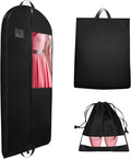 Garment Bags for Hanging Clothes and Travel with 4" Gusseted, Suit Cover for Clothes,Coats,Suit,Jackets,Dress,Shirts,Skirt. (Black-60"-Double zipper-Thickened 80G Non-woven Fabric)
