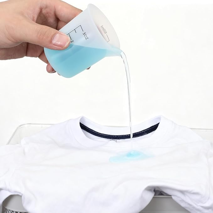 2pcs Silicone Laundry Detergent Cup Measuring Cup Double-Sided Scale Silicone Dispenser Laundry Measuring Cups Reusable for Liquid Flexible Washable Liquid Detergent Cups for Home Dormitory Hotel
