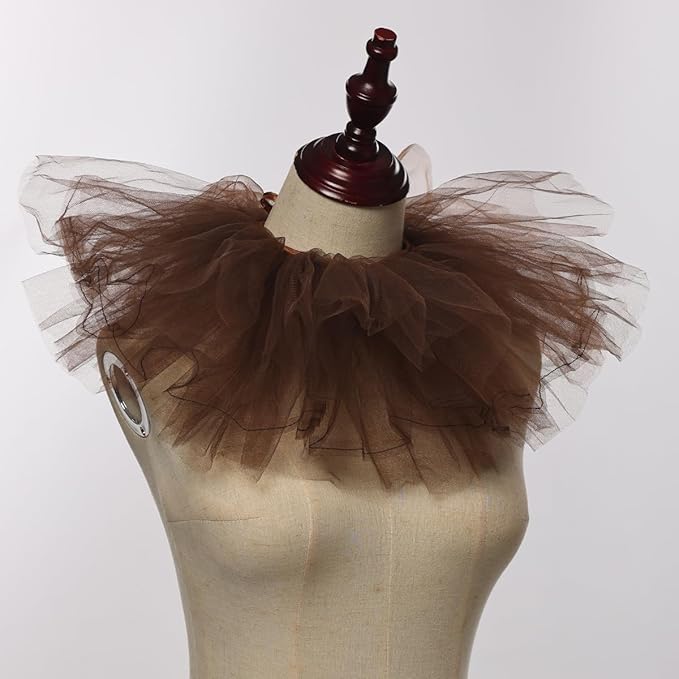 BLESSUME Victorian Retro Mesh Neck Ruff Ruffle Collar Layered Clown Neck Collar