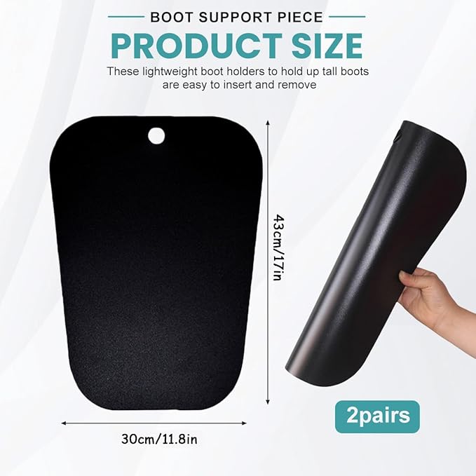 QUUPY 2 Pairs 18 Inch Long Thicken Plastic Shoe Shaper Holder Shoe Trees Stretcher Inserts Tall Boot Automatic Stand Support No Print for Women Over-The-Knee Boots Knee High Shoes (Black)