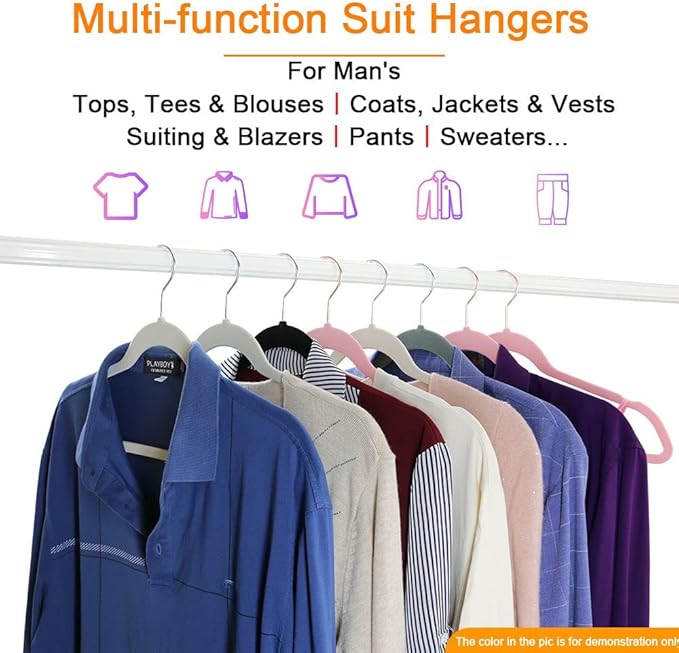 50+10 Pack Non-Slip Velvet Hangers Suit Clothes Hanger Space Saving Hangers 15~20LBS Heavy Duty 17.5"