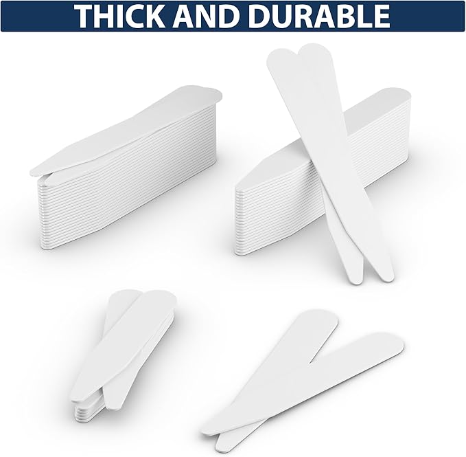 100 Plastic Collar Stays For Men Dress Shirt 2" 2.2" 2.5" 2.7 or 3" inches