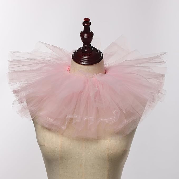 BLESSUME Victorian Retro Mesh Neck Ruff Ruffle Collar Layered Clown Neck Collar