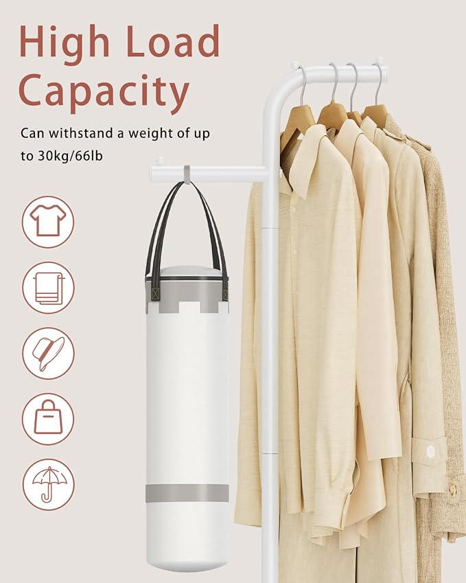 Coat Hanger Stand, Modern Garment Rack with Rock Slab Base, Heavy-duty Metal Clothes Tree for Boutiques, Hallway, Entryway, 68.9 Inches High, White, GYJ012W