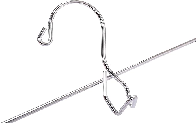 12 Quality Pants Hangers Heavy Duty Add-on Skirt/Slack Metal Hanger, Extra Wide Adjustable Clips, Multi Stackable Add on Hangers, Chrome, Jeans, Bottoms (12)