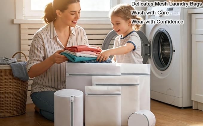 Mesh Laundry Bags 6 Packes Set Reusable Wash Bags for Delicates Foldable Breathable Laundry Bag for Home and Travel