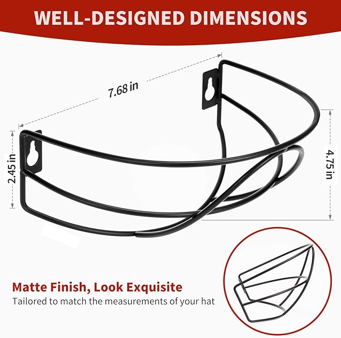 Livelab Hat Rack Wall Mount, [2-Pack] Metal Hat Organizer for Baseball Caps, Hat Storage Cap Holder Up to 30 Hat Hangers for Closet Cap Rack for Bedroom Entryway - Black