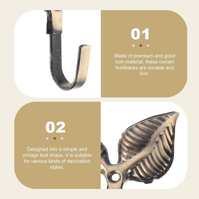 Leaf Shaped Wall Hooks Set of 4 Small Decorative Iron Coat Hooks for Bedroom Bathroom Kitchen Storage Vintage Style Clothes Hooks 3.07X2.75 Inches