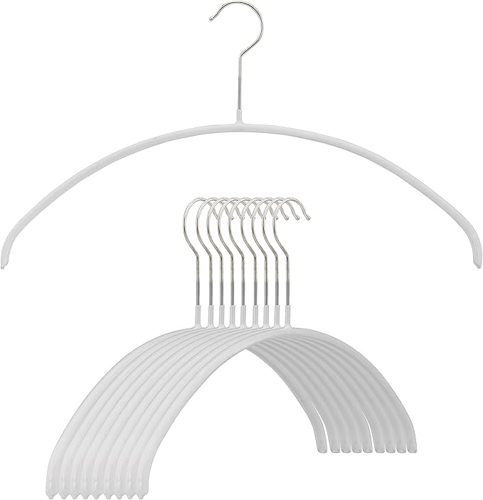 MAWA Euro Series Non-Slip Space Saving Clothes Hanger, Set of 10, White Style 40/P, (14138)