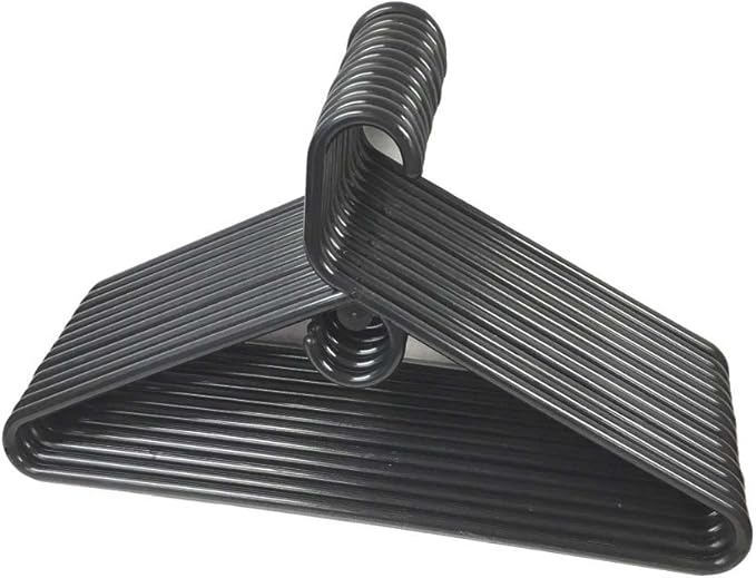 12 Pieces Adult Cloth Tubular Hangers Heavy Duty Plastic - Coat Suit Closet Organization Hanger - Black Color