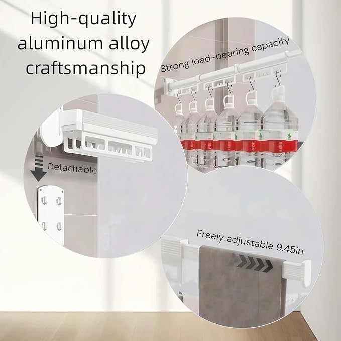 Clothes Drying Rack Wall Mounted,Collapsible & Retractable Laundry Hanging Rack, Space-Saving Indoor Outdoor Clothes Rack for Laundry Balcony Bedroom Bath Room (White)