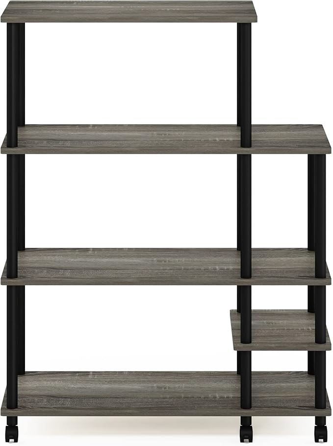 Furinno Turn-N-Tube Kitchen Shelf Cart, French Oak Grey/Black