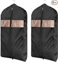 Univivi Super Soft Satin Garment Bags for Hanging Clothes, 43 Inch Zippered Suit Cover with Gussets, Breathable & Non-smell for Suits, Coats, Jackets, Shirts, 2 Pack - Black