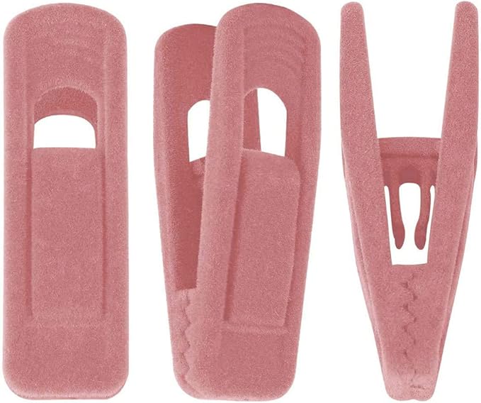 RUNAAJA Velvet Hangers Clips Pants Hangers Clips Flocked Hanger Clips Hanger Plastic Thicken Clothes Pants Pants Clip for Thin Velvet Clothes Suit Socks Hangers (Pink*20)