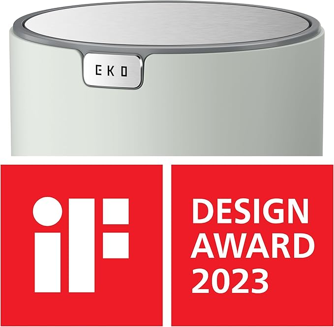 EKO Fandy 0.4 Gal/1.5L Mini Tabletop Trash Bin with Swing-Lid, Desktop Trash Can for Bathroom Countertop, Vanity, Coffee or Office, Small Garbage Bin (Sage)