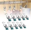30 PCS Stainless Steel Laundry Hanging Hooks, Anti-rust Space-saving Clothespin Hat Pants Storage Hanging Travel Hook, 360 Rotating Hanger Clips Towel Boot Hangers for Closet (Green)