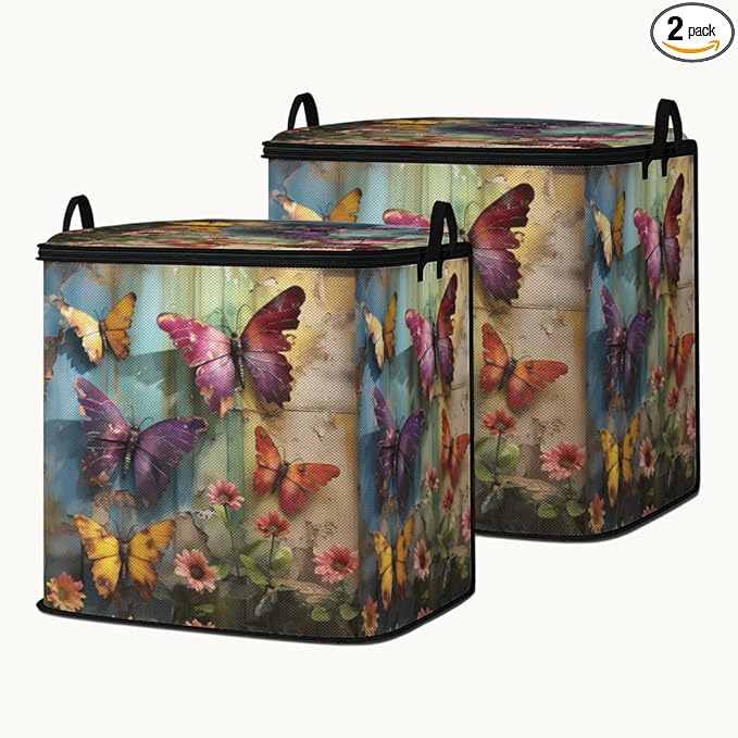 2pcs closet organizers and storage under bed,clothing blanket sweater sheet bedding comforter duvet quilt pillow toy storage bags with lids,dorm room essentials for containers 95L