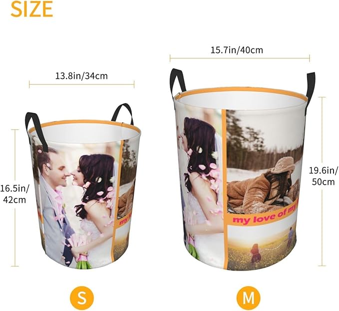 Custom Laundry Basket,Personalized Laundry Hamper With Photo Name,Customized Dirty Clothes Hamper With Handle,Collapsible Storage Basket For Bathroom Living Room Bedroom