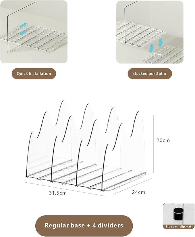 Adjustable Acrylic Purse Organizer for Closet Shelf – Clear Handbag Storage Divider, Pocketbook Rack, Clutch Holder, Purse Shelf Organizer for Women’s Closet Organization