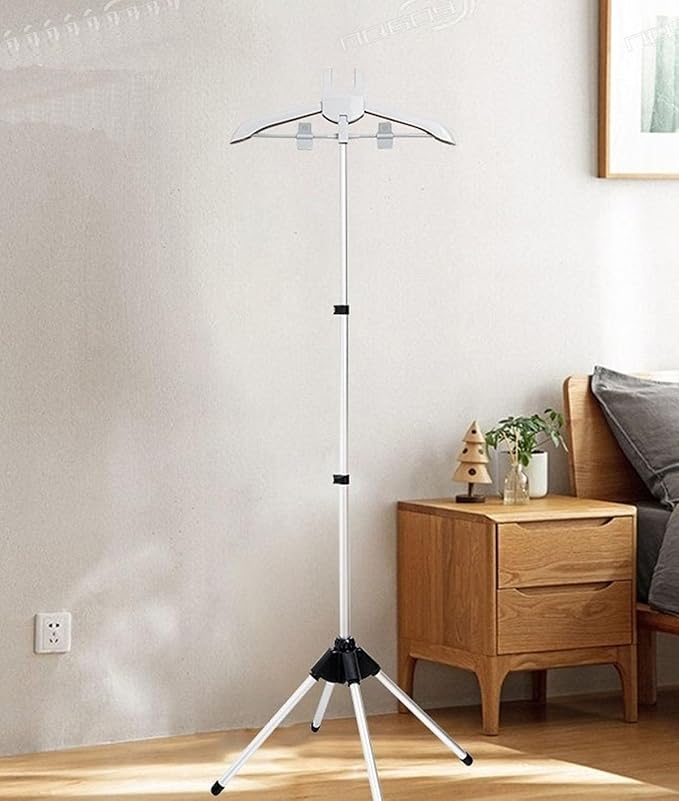 Portable Folding Drying Rack for Clothes Adjustable Length Hanging Garment Steamer Standing Clothes Steamer Hanger Garment Steamer Accessories (Gray)