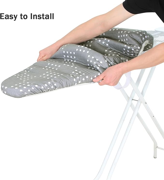 Ironing Board Cover and Pad Standard Size 15 x 54,3 Pairs of Hook and Loop Fastener Straps,Elastic Edges,2 Layers Ironing Board Cover with Thick Padding (Pattern F)